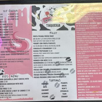 Joanna La Michoacana Taqueria Menu